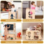 Woodure 3-in-1 Lernturm ab 1 Jahr – Klappbare Tritthocker mit Tafel für Küche – Bild 6