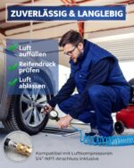 GERCHWAY Reifenfüller mit Manometer 0-10 bar – Profi-Druckluftprüfer mit 50 cm Schlauch – Bild 2