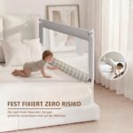 ZEHNHASE Bettgitter 140cm – Vertikales Schutzgitter mit Sicherheitsverriegelung für Kleinkinder – Bild 3