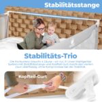 Zwergenbuddy® Rausfallschutz 180x200 cm – 8-teiliges Bettgitter-Set mit Stabilitätsstange – Bild 2
