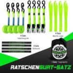 StarLeaparts Spanngurte 4er Set 25mm x 4m – 900kg Bruchfestigkeit mit Ratsche & S-Haken – Bild 5