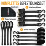 FORTEM Spanngurte 4er-Set 4,57 m mit Ratsche – 748 kg Bruchfestigkeit für sicheren Transport – Bild 6