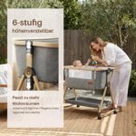 Maydolly 3-in-1 Baby Beistellbett – Höhenverstellbar, klappbar mit Matratze & Moskitonetz – Bild 7