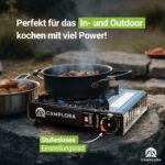 CAMPLORA Gaskocher 2,2 kW mit Piezozündung & Sicherheitsabschaltung – Campingkocher mit Tragekoffer – Bild 4