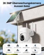 Cinnado Überwachungskamera Aussen Solar 2K – Akku WLAN Kamera 360° mit PIR & Farbnachtsicht – Bild 2