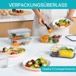Vtopmart 5er Set Glas-Frischhaltedosen 975ml – Meal Prep Behälter mit 2 Fächern – Bild 5