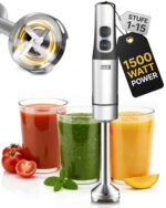 LEBENLANG 1500W Stabmixer Edelstahl – Pürierstab mit Messbecher & Spritzschutz