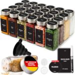 Deco haus® Gewürzgläser Set 24er eckig luftdicht mit Etiketten & Streueinsatz
