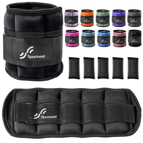 Sportneer Verstellbare Knöchelgewichte 0,9–4,5 kg – Modulares Trainingsgewicht für Fitness & Joggen