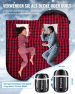 KingCamp XXL Schlafsack 220x100 cm Baumwoll-Flanell – Ganzjahresschlafsack für Camping – Bild 6