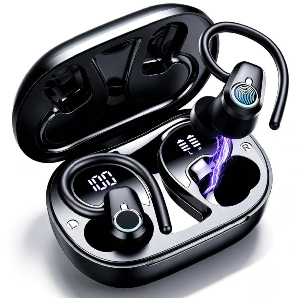 Poounur Sport Bluetooth 5.3 Kopfhörer In-Ear – 50h Akku, IP7 Wasserdicht, ENC Noise Cancelling