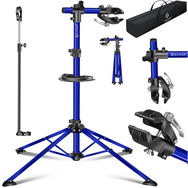 KESSER Fahrradmontageständer Profi 50 kg – 360° drehbar mit Werkzeugablage für E-Bike & Mountainbike