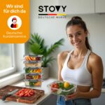 STOVY® Meal Prep Boxen Glas 5x 1040ml – Hochwertige Glasbehälter mit Deckel – Bild 2