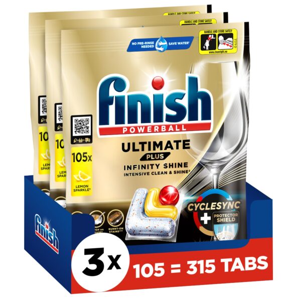 Finish Ultimate Plus Infinity Shine Citrus – 315 Spülmaschinentabs für brillanten Glanz