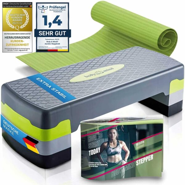 Body & Mind Aerobic Steppbrett mit 3 Höhenstufen – Gelenkschonendes Fitness-Training für Zuhause