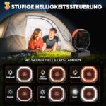 Multper 20000mAh Camping Ventilator mit Fernbedienung, LED & Timer – Tragbarer Akku Ventilator – Bild 4