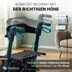 Helavo Faltbarer Rollator mit Sitz – Leichtgewicht Aluminium Gehwagen für Senioren – Bild 5