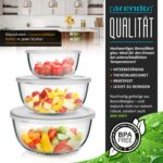 Arendo 3er Glasschüssel-Set mit Deckeln – Borosilikatglas 1,1-4,4 L für Küche & Lagerung – Bild 3