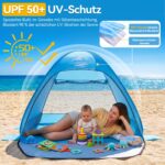 MAXDONE Pop-Up Strandmuschel mit integriertem Pool – UV-Schutz 50+ für 2-3 Personen – Bild 2