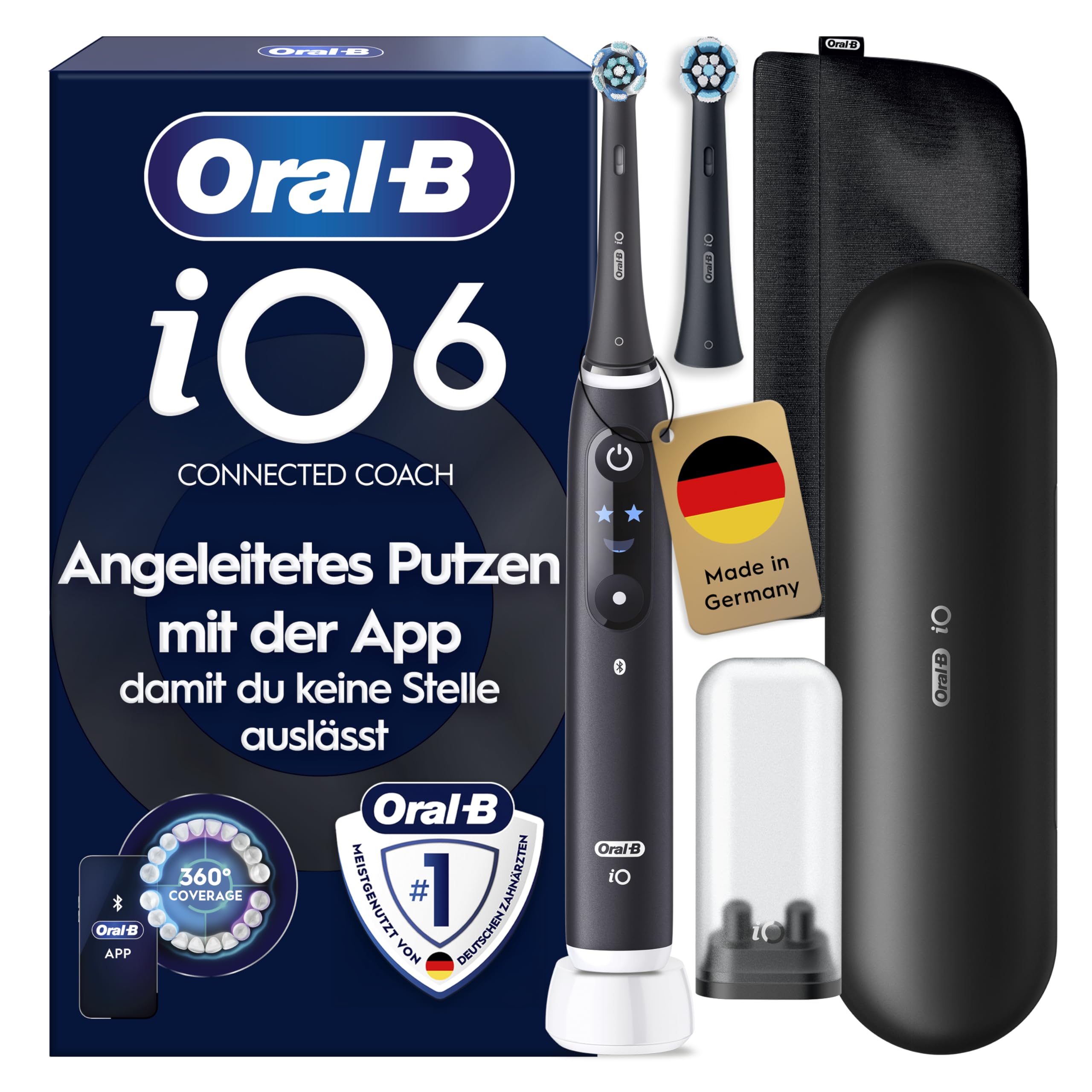 81e91kLNmVL._SY2560_.jpg Oral-B iO Series 6 Elektrische Zahnbürste Schwarz – 5 Putzmodi mit KI-App – Bild 1