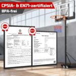 Yohood Basketballkorb 100–305 cm Höhenverstellbar – Outdoor Ständer mit bruchsicherer PC-Rückwand – Bild 7