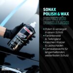 SONAX Polish & Wax Color Schwarz 500ml Set – Autopolitur mit Polierschwamm & Mikrofasertuch – Bild 3