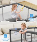 Dripex Laufstall Baby 124x124 cm – Sicherer Laufgitter mit Mesh & Pull-up Rings – Bild 3