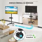 BONTEC TV Ständer rollbar 24-60 Zoll – Höhenverstellbar, neigbar & mobil mit Medienablage – Bild 7