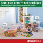 ATHLON TOOLS 4er-Set Aufbewahrungsboxen 12.5 L mit Deckel & Verschlussclips – Stapelbar – Bild 8