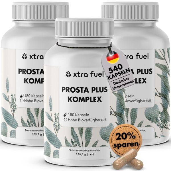Prosta Plus Komplex – 540 vegane Kapseln mit Kürbiskern & Sägepalme für Männergesundheit