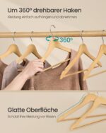SONGMICS 30er Set Holzkleiderbügel aus Birkenholz – Platzsparend & stabil bis 5 kg – Bild 7