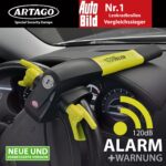 Artago 870 Lenkradkralle 2in1 mit 120dB Alarm & LED – Diebstahlsicherung Auto – Bild 2