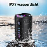 aowoka Bluetooth Lautsprecher mit RGB-Licht – IPX7 Wasserdicht, 15h Akku, Bluetooth 5.4 – Bild 7