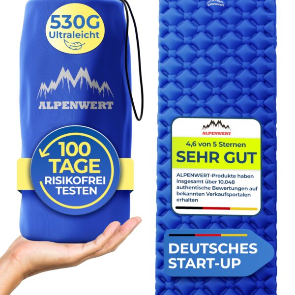 Alpenwert Isomatte Outdoor – Ultraleichte Aufblasbare Schlafmatte für Camping & Trekking