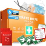 HELDENWERK® Erste-Hilfe-Koffer DIN 13157:2021 mit Wandhalterung – Verbandskasten für Betrieb & Haushalt