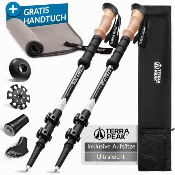 Terra Peak® Teleskop-Wanderstöcke Aluminium 270g – Leicht & verstellbar für Damen & Herren