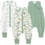 Chilsuessy 3er Pack Sommerschlafsack mit Füssen 0.5 Tog – 100% Baumwolle für Babys