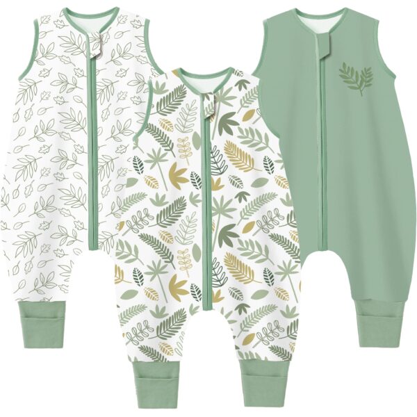 Chilsuessy 3er Pack Sommerschlafsack mit Füssen 0.5 Tog – 100% Baumwolle für Babys