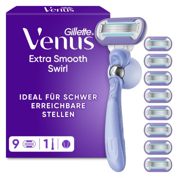Gillette Venus Extra Smooth Swirl Damenrasierer – Flexible 5-Klingen-Rasur für Kurven