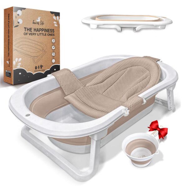 XXL Faltbare Babywanne FawnsLife – Platzsparend mit Sitz & Wassereimer für Neugeborene