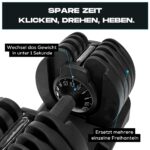 BRAINGAIN Verstellbare Hanteln 24 kg – 15 Gewichtsstufen mit Smart-Click-Technologie – Bild 6