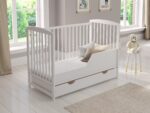 Love For Sleep Babybett 120x60 cm Weiß – Mitwachsendes Gitterbett mit Schublade & Matratze – Bild 3
