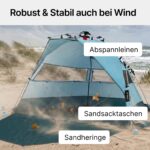 qeedo Quick Bay Pro Strandmuschel – UV80 Sonnenschutz für 3 Personen mit Quick-Up System – Bild 9