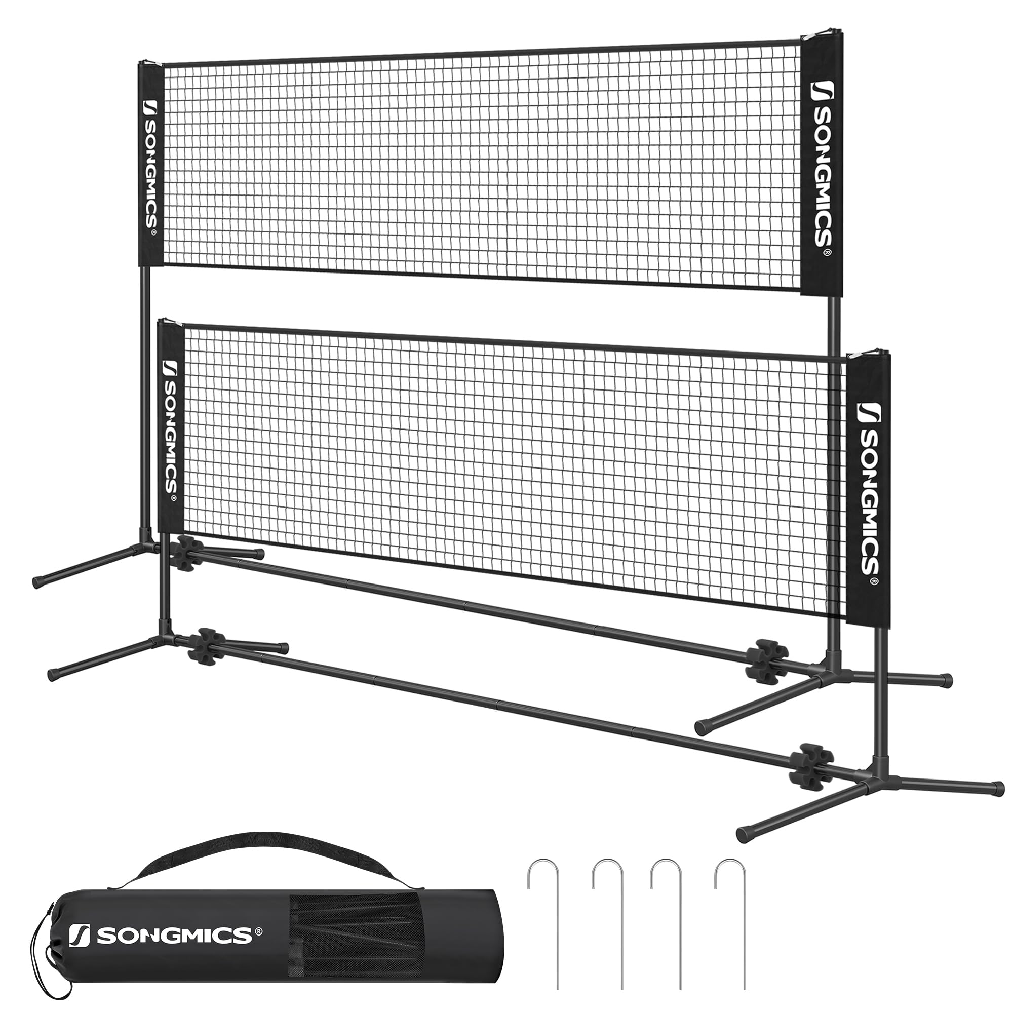 81gZy7CFgL._SY2000_.jpg SONGMICS Badmintonnetz 300–500 cm, höhenverstellbar 90–155 cm – Tragbares Multisport-Set – Bild 1