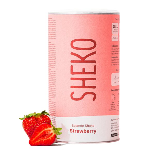 SHEKO Balance Shake Erdbeere – 21 Mahlzeitenersatz mit 27 Vitaminen & 21g Protein