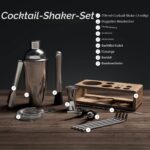 VINENCO Cocktail Shaker Set mit Ständer & Rezeptbuch – Premium 13-teilig Edelstahl Barset – Bild 3