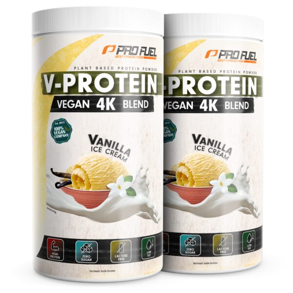 ProFuel Vegan Protein Vanille 2x750g – 81% Eiweiss 4K Blend für optimale Muskelentwicklung