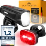 LICHTMEISTER® Fahrradlicht 100 Lux – StVZO zugelassen mit USB-C, Bremslicht & Reflektor