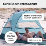 qeedo Quick Bay Pro Strandmuschel – UV80 Sonnenschutz für 3 Personen mit Quick-Up System – Bild 3
