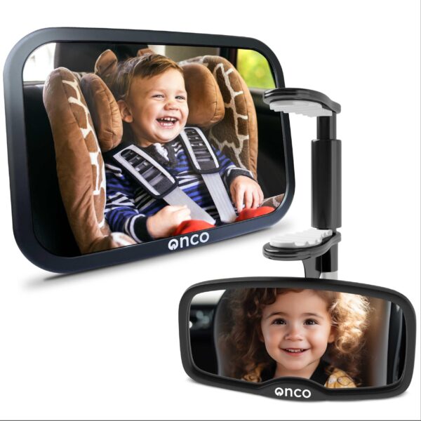 Onco Baby Autospiegel Set – Rück- & Vorwärtsgerichtet, 100% Bruchsicher & Rüttelfest